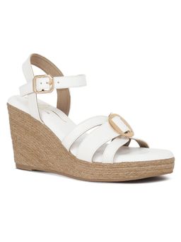London Rag - Women White Comfortable Pin Buckle Espadrille Heels
