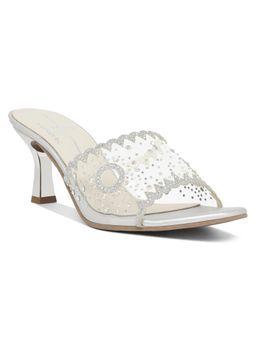 London Rag - Women Silver Rhinestones and Glitter Embellished Heels