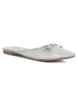 London Rag - Women Silver Bow Detail Metallic Mules