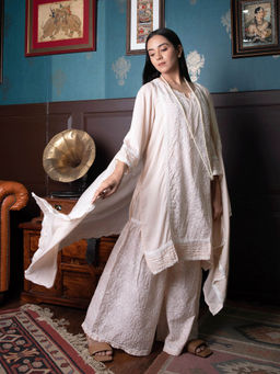 Zuri - Pink Embroidered Cotton kurta With Matching Pant And Dupatta