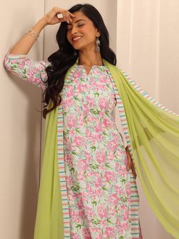 Libas - Off White Pure Cotton Printed Kurta sets for Women