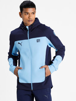Puma - Man City Evo Stripe Hooded Men Blue Football Jacket