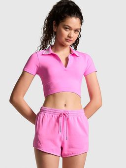 Victoria's Secret - Pink Ivy Fleece Curved Hem Shorts