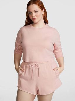 Victoria's Secret - Pink Ivy Fleece Curved Hem Shorts