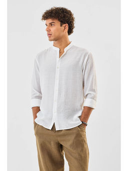 Snitch - White Textured Full Sleeves Regular Casual Shirt for Men