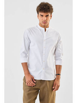 Snitch - White Solid Full Sleeves Regular Casual Shirt for Men