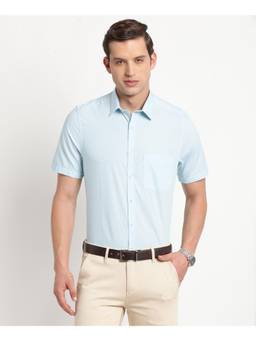 Turtle - Mens Cotton Slim Fit Solid Light Blue Formal Shirt