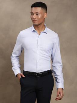 Turtle - Mens Cotton Slim Fit Dobby Light Blue Formal Shirt