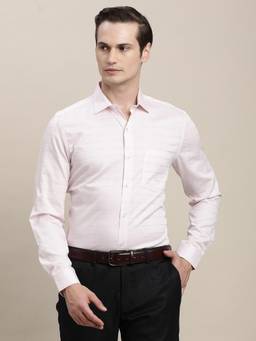 Turtle - Mens Cotton Slim Fit Checks Light Pink Formal Shirt