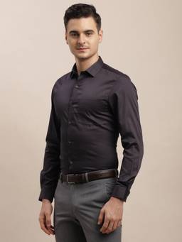 Turtle - Mens Slim Fit Digital Print Pure Cotton Purple Formal Shirt