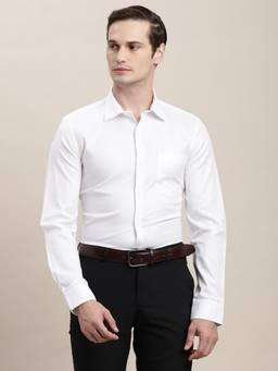 Turtle - Mens Cotton Slim Fit Dobby White Formal Shirt