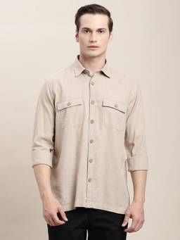 Turtle - Mens Cotton Relaxed Fit Solid Grey Denim Shirt