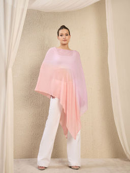 First Resort by Ramola Bachchan - Lavender Ombre Asymmetrical Embellished Cashmere Poncho