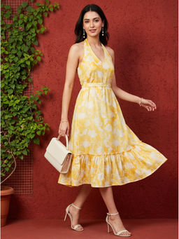 Mamicha - Yellow Mishka Midi Dress with Belt