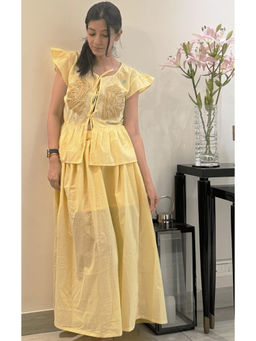 Galocher Clothing - Fabric Applique Embroidered Shirt With Skirt
