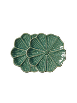 Yellow Marigold - Green Blossom 7 Inch Side Plate (Set of 2)