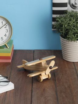 VarEesha - Hand Crafted Pine Wood Small Biplane Decorative
