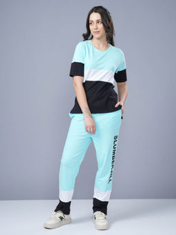 Slumber Jill - Everyday Turquoise Cascade Lounge Made Of 100% Cotton Nightsuit (Set of 2)