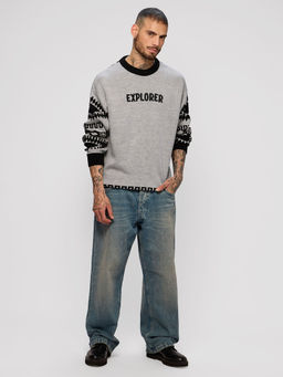 The Souled Store - Peanuts Explorer Mens Oversized Pullover - Grey