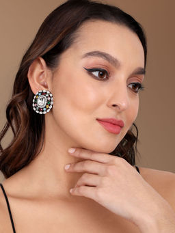 TIZORA - Multicolor Polki Diamond Earrings Tops