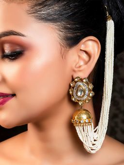 AG'S - Abhilasha High Quality Gold Plated Kundan Jhumki With Pearl