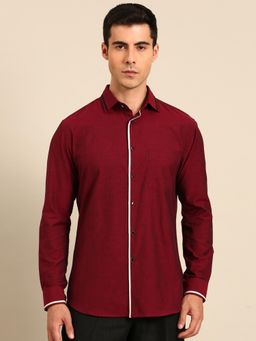 MAYANK MODI - Maroon Malai Cotton Shirt