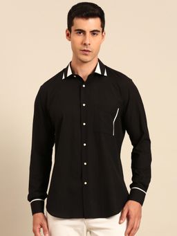 MAYANK MODI - Black Malai Cotton Shirt