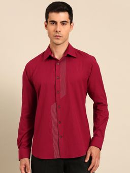 MAYANK MODI - Red Malai Cotton Shirt