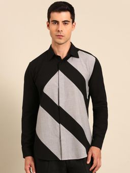 MAYANK MODI - Black And Grey Malai Cotton Shirt