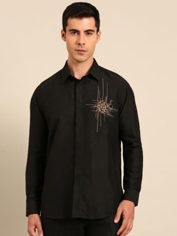 MAYANK MODI - Black Malai Cotton Shirt