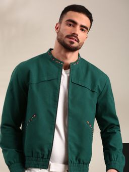 MAYANK MODI - Blue Cotton Bomber Jacket