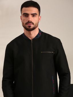 MAYANK MODI - Beige Cotton Bomber Jacket