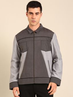 MAYANK MODI - Grey Malai Cotton Bomber Jacket