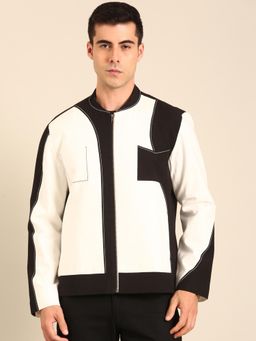 MAYANK MODI - Black Malai Cotton Bomber Jacket
