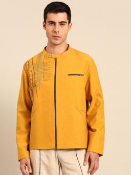 MAYANK MODI - Mustard Malai Cotton Bomber Jacket