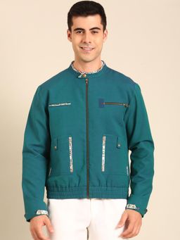MAYANK MODI - Blue Malai Cotton Bomber Jacket