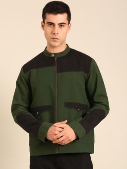 MAYANK MODI - Green Malai Cotton Bomber Jacket