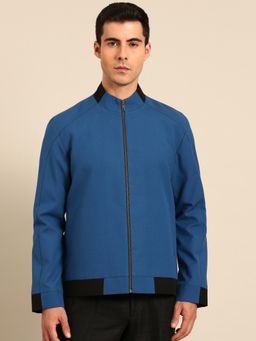 MAYANK MODI - Blue Malai Cotton Bomber Jacket