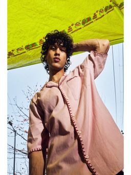 The Clothing Factory - Men's Pink Tuscan Picnic Embroidered Cuban Shirt