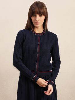 VERO MODA - Navy Blue Textured Cardigan