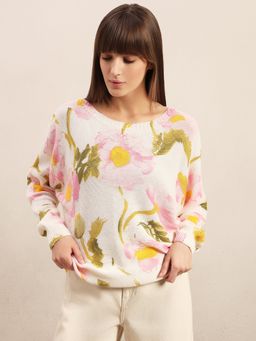 VERO MODA - White Floral Printed Pullover