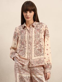 VERO MODA - Beige Printed Regular Fit Shirt