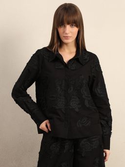 VERO MODA - Black Floral Embroidered Shirt