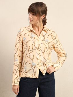 VERO MODA - Beige Floral Printed Shirt