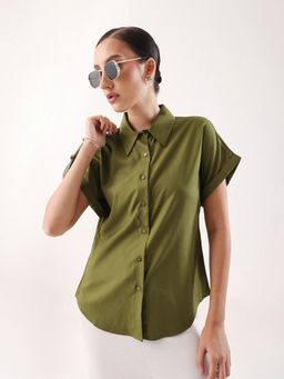 RAREISM - Women Polyester Plain Regular Shirt