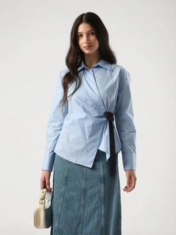 RAREISM - Women 100% Cotton Plain Relaxed Shirt