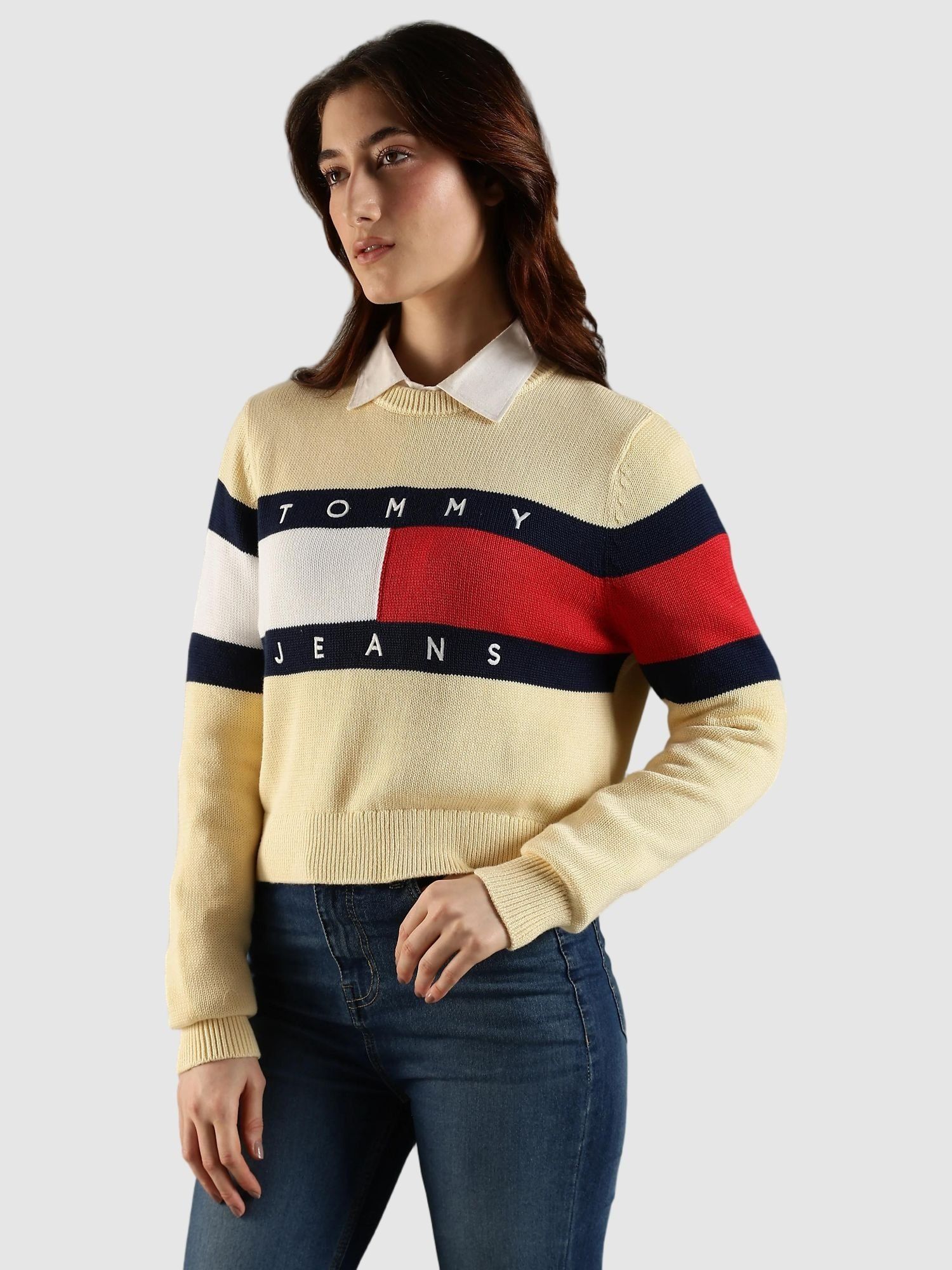 tommy hilfiger Relaxed Fit Cotton Crew Neck Sweater-Yellow-picture-16