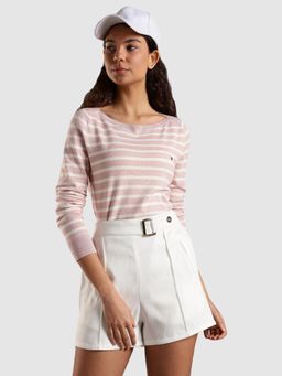 Tommy Hilfiger - Regular Fit Cotton Boat Neck Pullovers Sweater - Pink