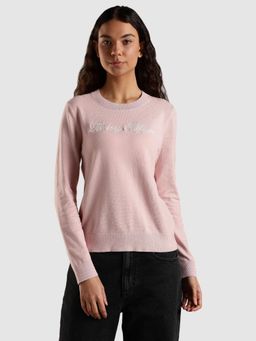 Tommy Hilfiger - Regular Fit Cotton Round Neck Pullovers Sweater - Pink
