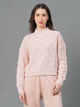 Mode by Red Tape - Women Peach Self Design Sweater